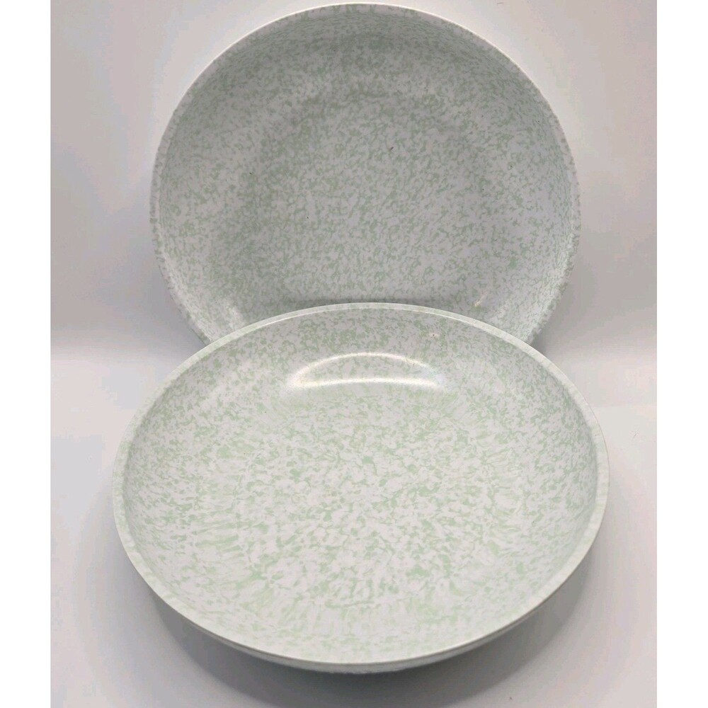 2 Boontonware Green Speckled Melmac Bowls Salad
